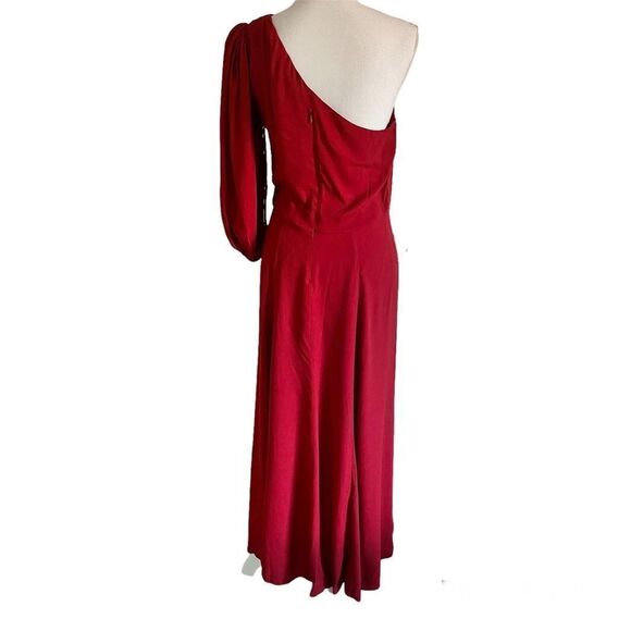 Reformation Lawrence One Shoulder Midi Dress in Crimson US 8 - Picture 3 of 10
